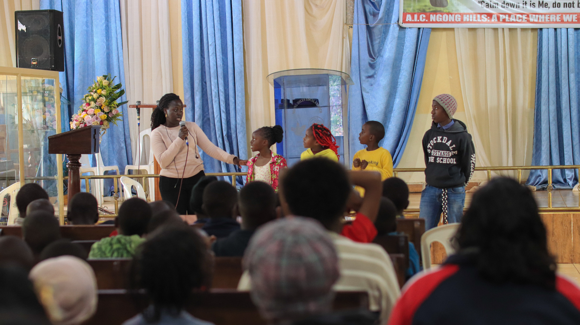 Trained youth showcasing their work at a GGF event