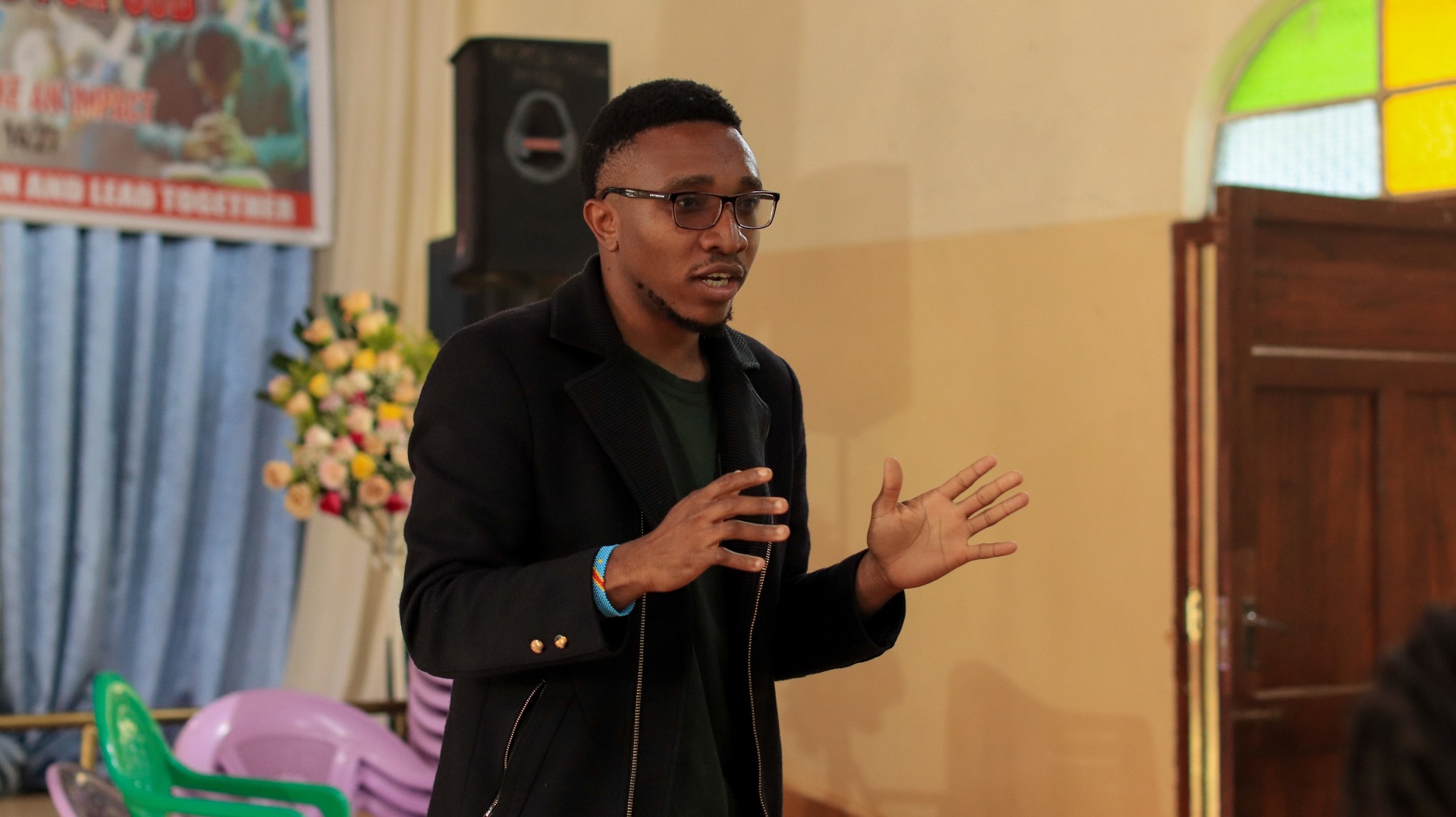 A mentor speaking with youth at GGF